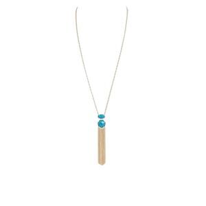 Kendra Scott Tae Long Pendant Necklace In Bronze Veined Turquoise Magnesite New